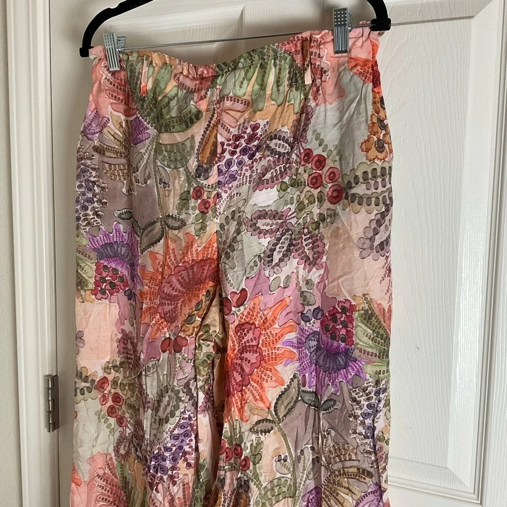 Zara Floral Print Wide Leg Trousers - Size M - Picture 8 of 11